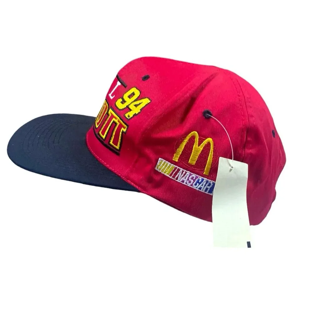 NEW! Vintage 90s Bill Elliott Hat Cap Snap Back NASCAR Racing McDonald's 94 Red